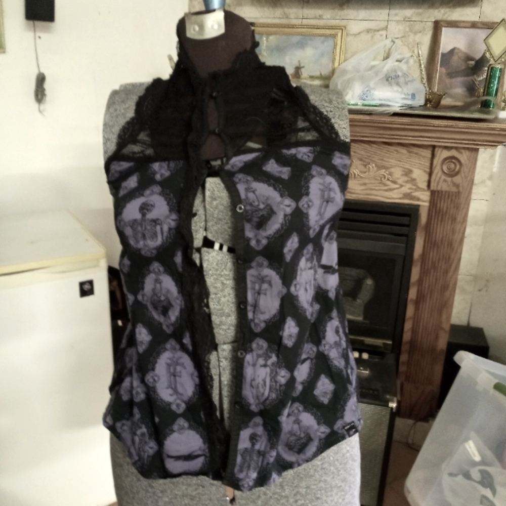 Iron fist button up one of a kind blouse
